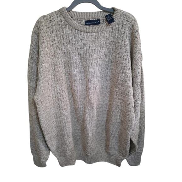 Men's Vintage Northern Isles 100% Cotton Sweater Light Oatmeal Cottage Large - Picture 1 of 4